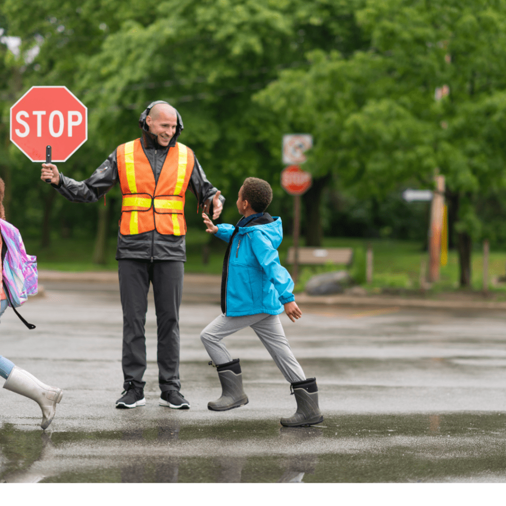 Pedestrian cross walk Road Safety Week campaign