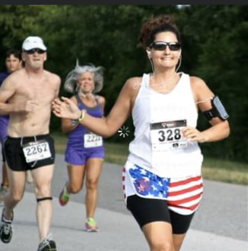 A woman running in a race