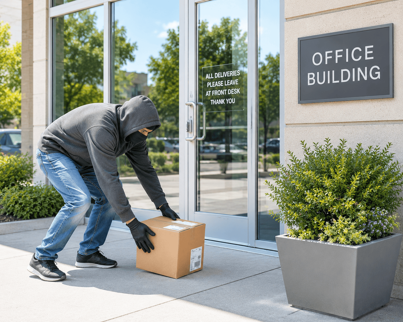 Man stealing package from porch